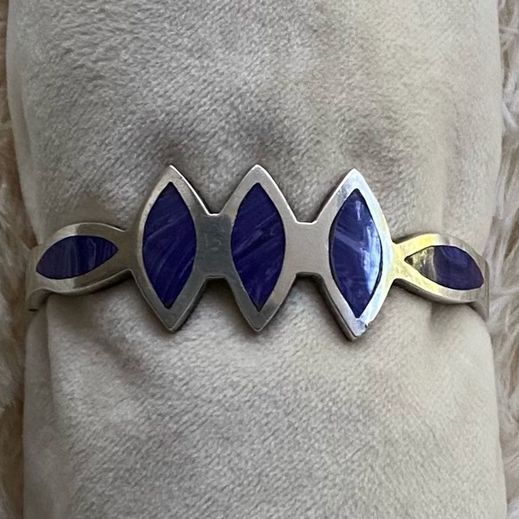 Women’s Natural Blue Laps Lazuli Sterling Silver Stamped Hand Made Bracelet!NWT